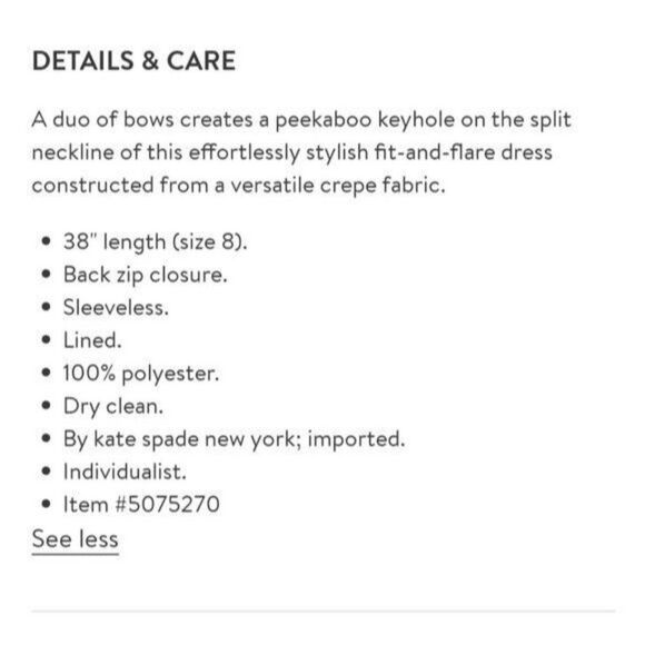 Kate Spade Fit & Flare Crepe Sleeveless Dress Bows Black Women's Size 2 - Picture 8 of 8